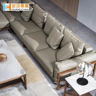 代白蜡木现约实沙木沙发客厅组合M3412沙简发直排转角四人位原木