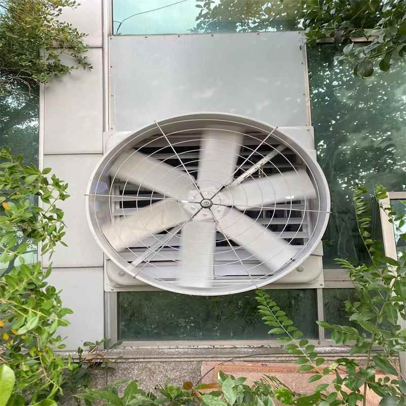 安装玻璃钢负压风机车间厂房降温喇叭口风机通风换气窗户负压风机