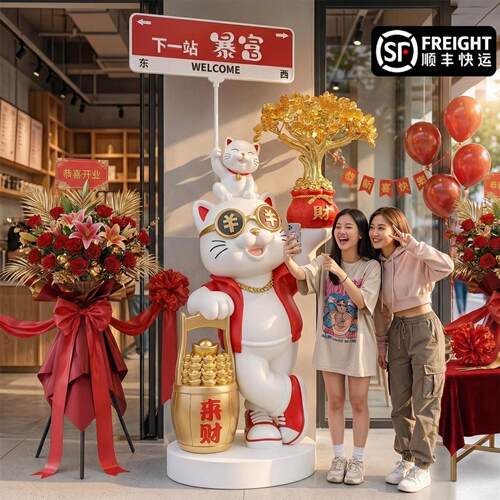 开业礼品高档招财猫摆件大型落地大号前台装饰品大吉生意兴隆礼物