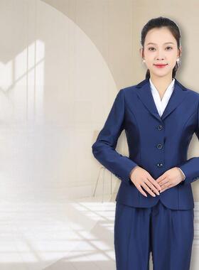 一汽红旗4S店新款西装蓝色女士工装外套修身显瘦精品西服套装上衣