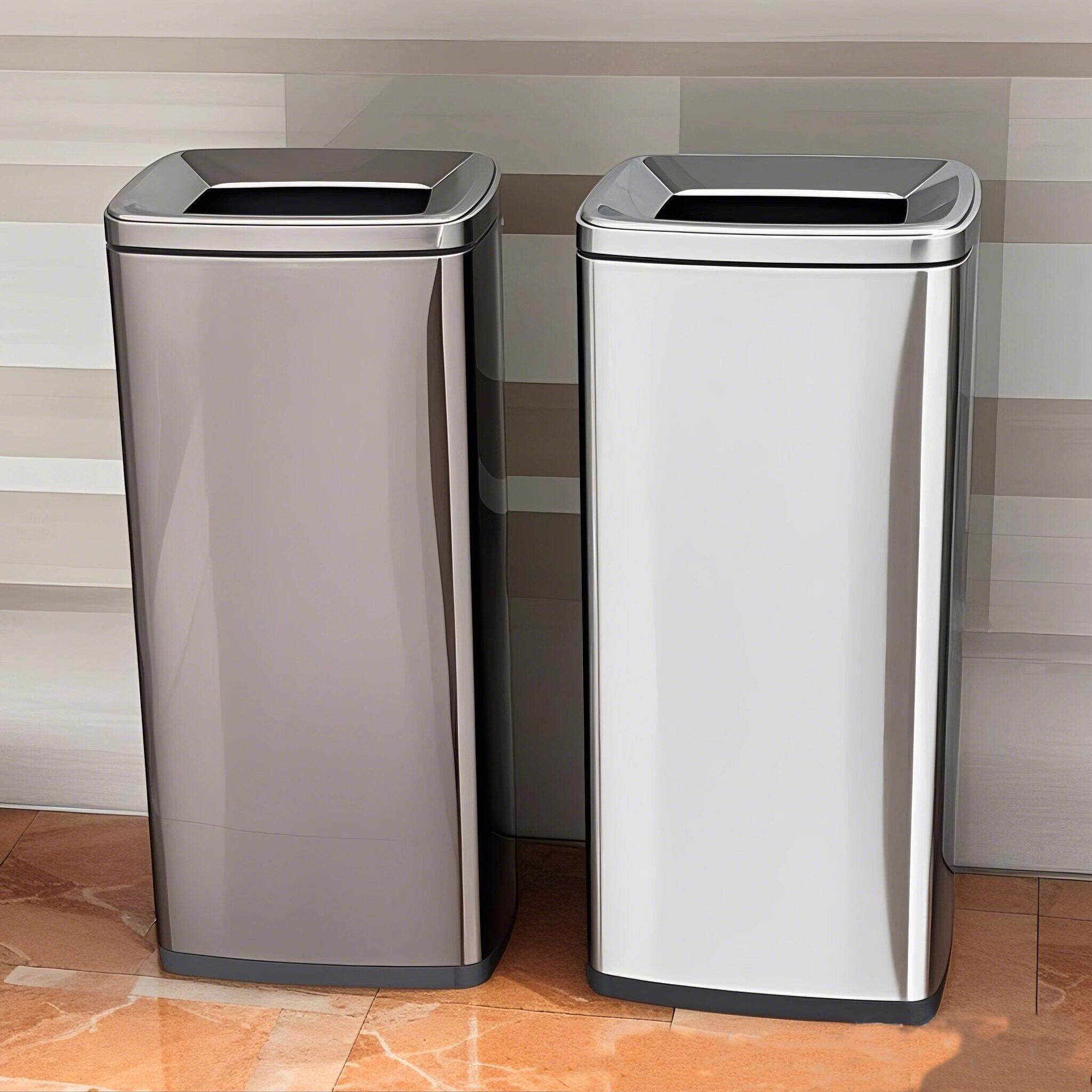 不锈钢垃圾桶30L大容量走廊公司电梯洗手间敞口无盖擦手纸直筒