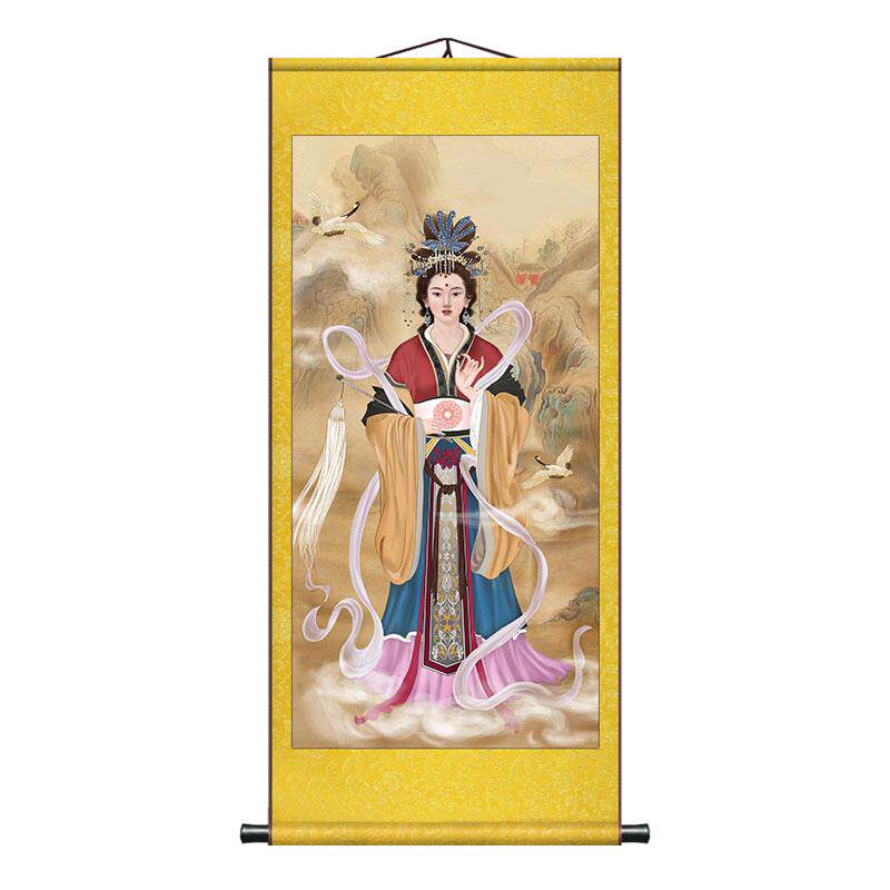 碧霞元君像装裱挂画九天玄女画像泰山奶奶神像仙女画像丝绸卷轴画