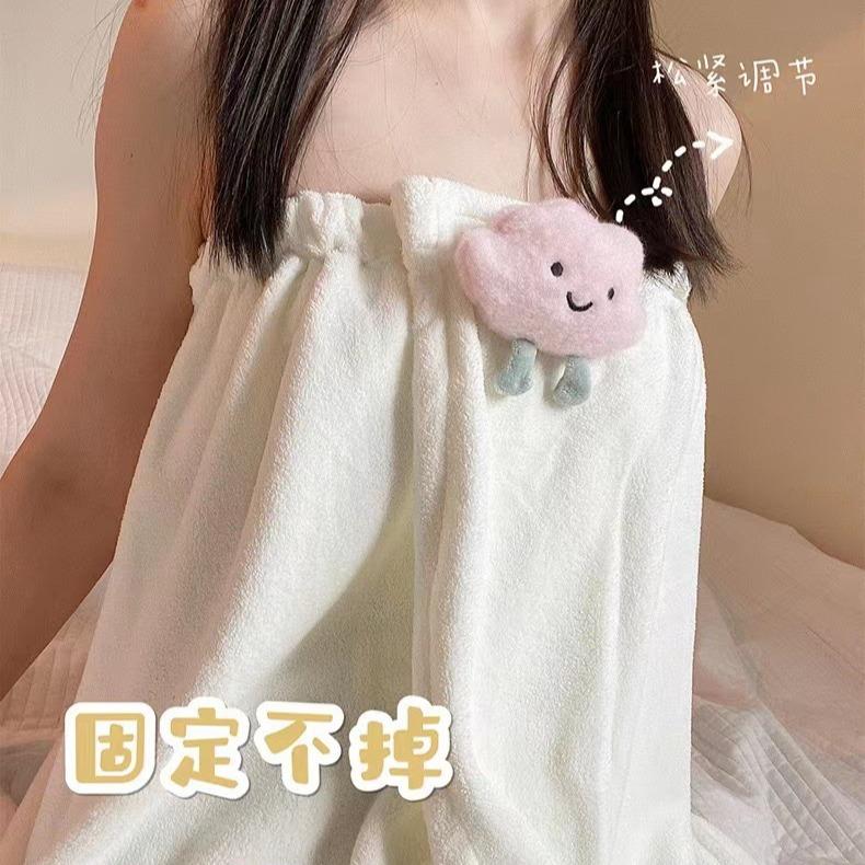 成人可穿可裹百变浴巾绣大卡通洗澡吸水干6抹速胸裙珊瑚绒浴花裙