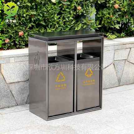 室内购物商场商用环卫电镀不锈钢分类垃圾桶导轨抽拉式金属果皮箱