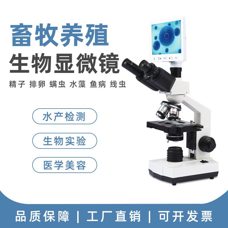 双目光学显微镜看猪镜头牛羊精子线虫水藻鱼养殖水产畜牧类可视