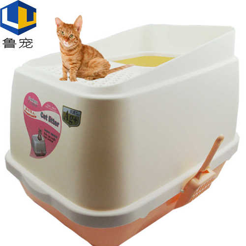 猫砂防批发猫砂 翻盖式 出溅厕所猫前进方舟全封闭盆外大号顶盆