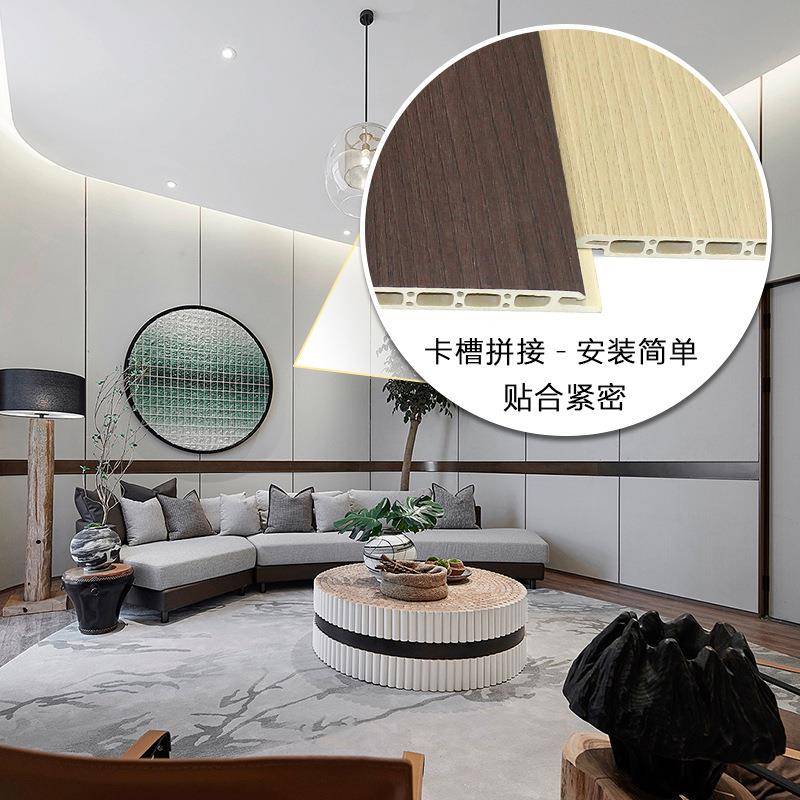 PVC竹木纤维集成墙板木塑板护墙板室内背景墙快装墙板装修材料