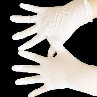 供应万力一次性手套食品级丁腈pvc白色出口批发美容园艺防护