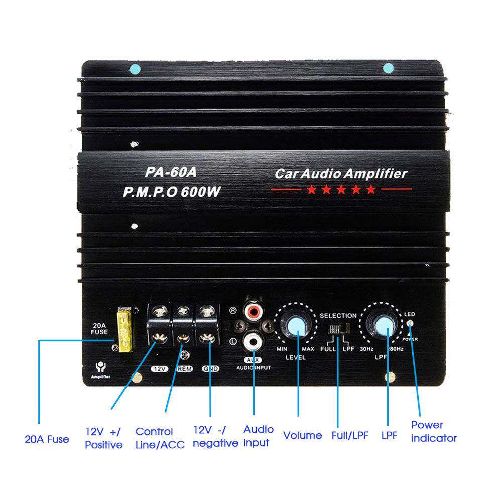 600W汽车低音炮大功率功放板车载音响12V车载功放机PA-60A
