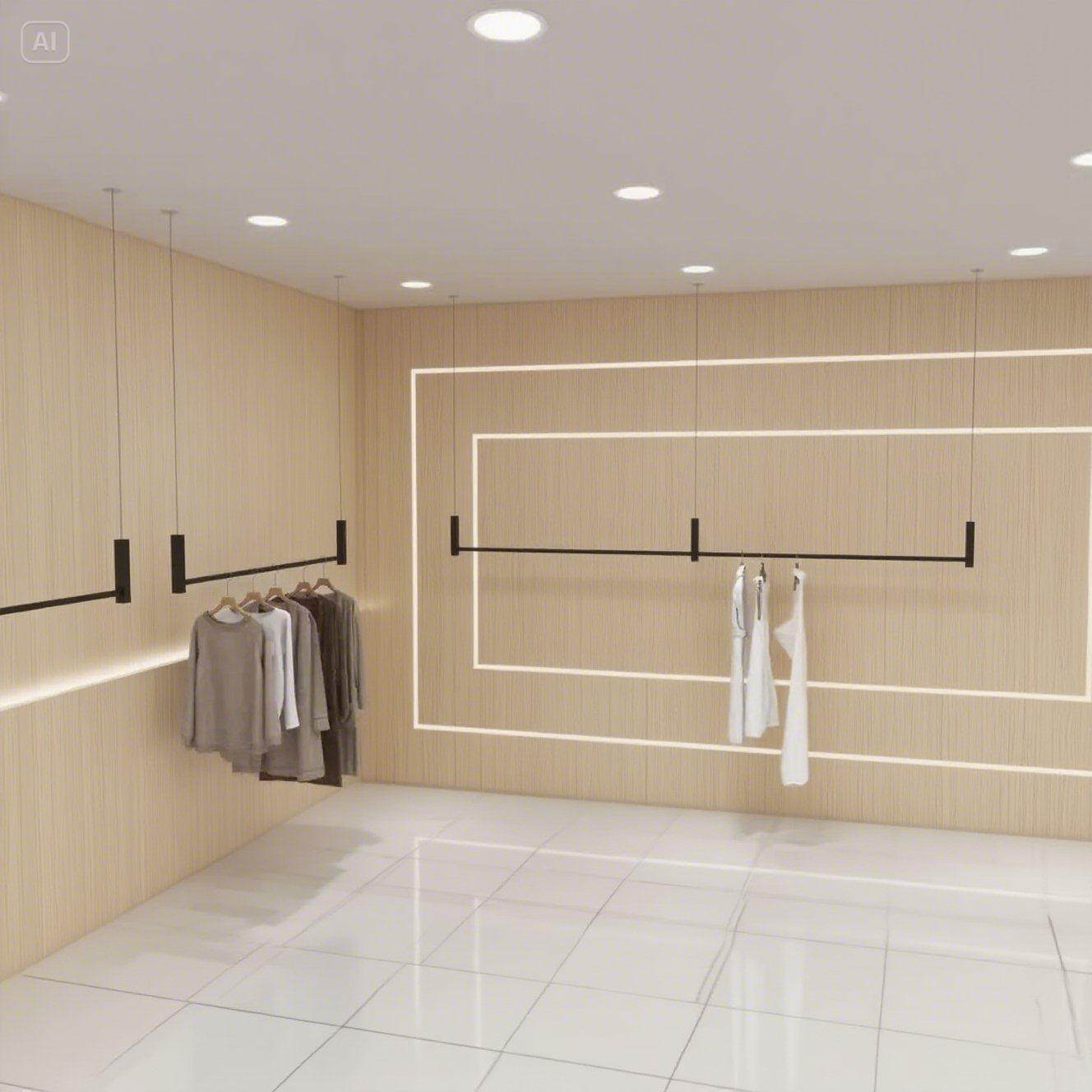 服装店吊架婚纱架黑色高低调节女装店吊杆钢丝绳挂衣架子悬吊式天