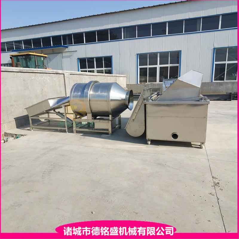 鳕鱼块龙虾电加热油炸锅 薯片滚筒拌料机 虎皮凤爪拌料油炸机