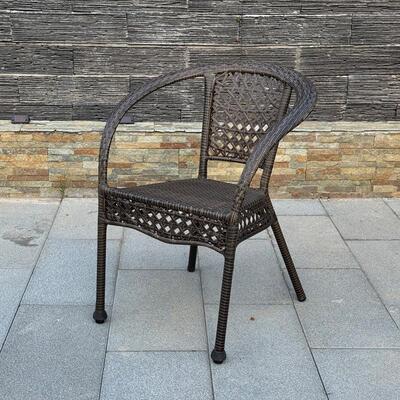 款阳台桌藤人椅单靠背椅用客厅餐椅室外手工藤家编IEM铁艺新庭院