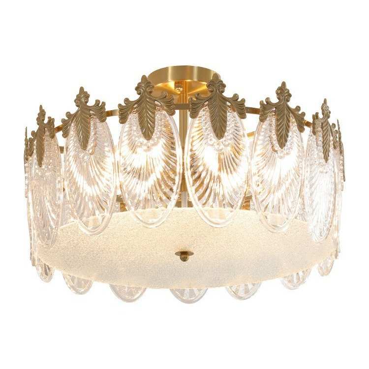 美式复古孔雀玻璃吸顶灯 法式网红卧室餐厅客厅别墅大厅吊灯灯具