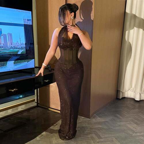Sexy Retro Womenswear Women's Elegant Halter Neck Dress.