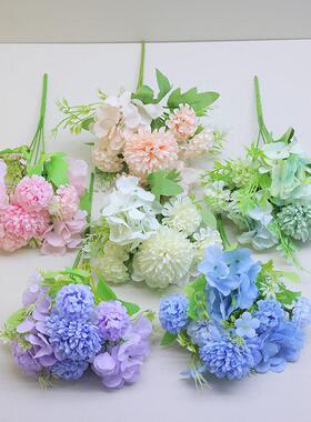 人造小把花仿真5叉组合花束婚庆家居装饰绢花假花跨境厂家