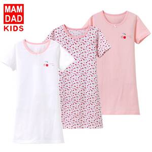 儿童睡裙短袖夏棉 爸妈亲女童睡衣夏宝宝空调服家居服短袖婴童