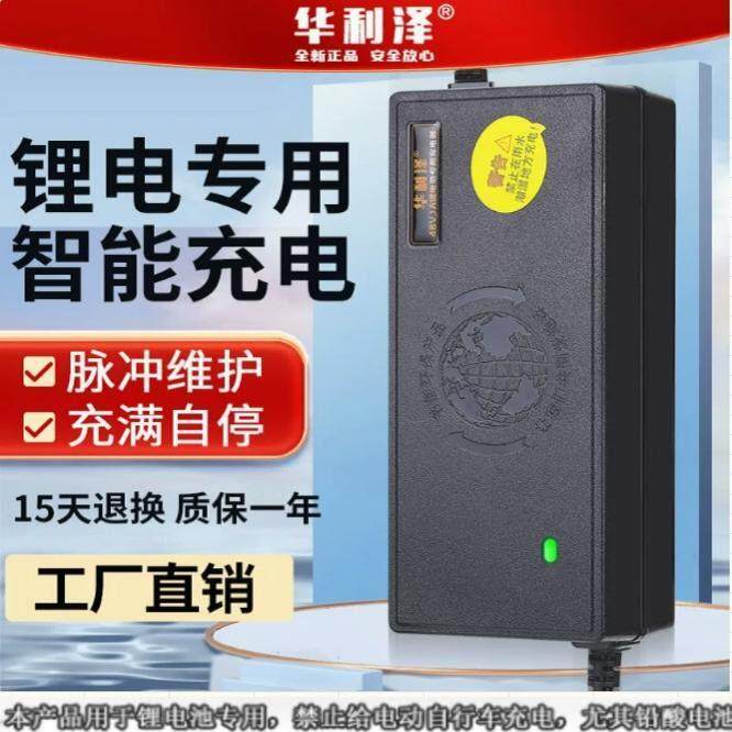 华利泽正品锂电池充电器48V20AH54.6v3a五羊代驾新日电动平衡车