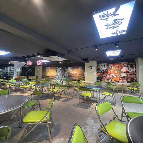 工业风不锈钢八仙桌折叠餐桌椅网红圆桌方桌烧烤店火锅店不锈钢桌