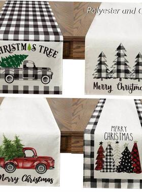 Fashion Christmas tree printed table runner flag kitchen