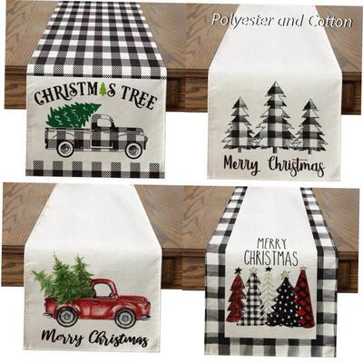 Fashion Christmas tree printed table runner flag kitchen