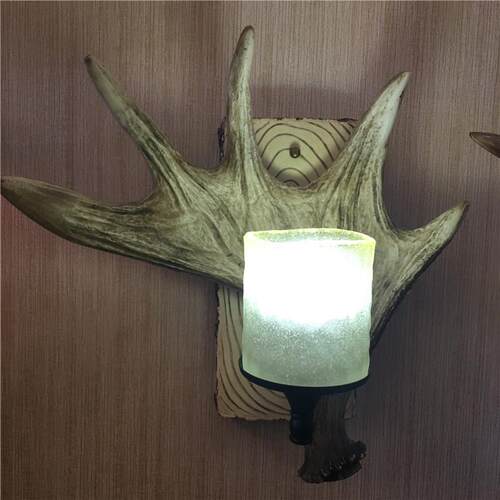 鹿角壁灯创意灯具树脂玻璃壁灯家居床头灯客厅灯书房卧室装饰壁灯