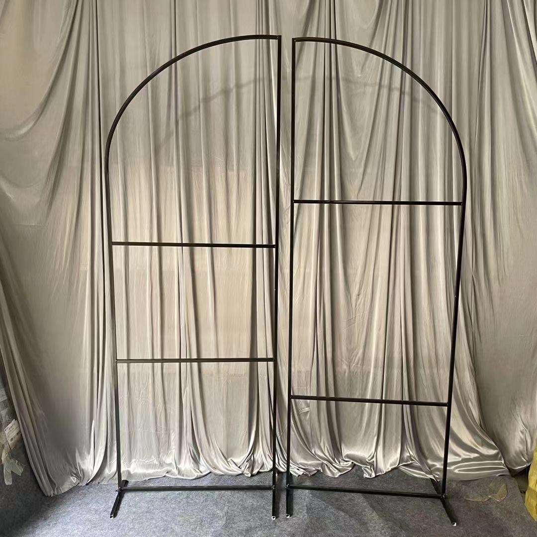 新款婚庆铁艺道具婚礼场景布置森系摆件黑色屏风拱门背景架子