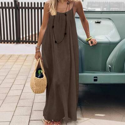Women's Solid Color Strapless Home Dress Summer Elegant