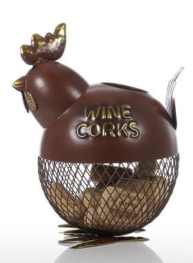 直销新款跨境工艺品肥鸡瓶塞存钱罐铁艺工艺品创意家居摆件金属装