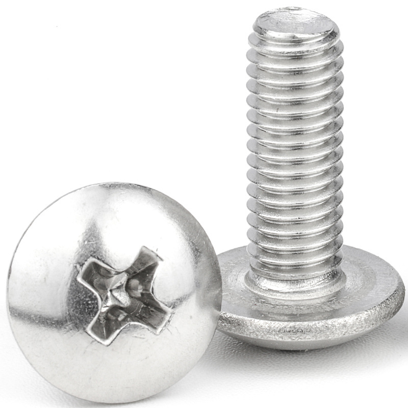 DN-TM碳钢镀镍TM十扁字大头机牙丝菇头机牙螺钉伞蘑螺头螺丝钉M3/