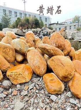 天然黄蜡石园林庭院景观石材假山造景鱼池驳岸石花园点缀黄色石头