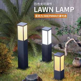 不锈钢草坪灯太阳能户外庭院草地灯别墅花园布置院子景观灯方形