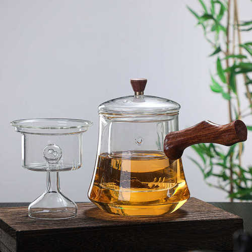 蒸煮茶壶高硼硅透明玻璃侧把茶壶可电陶炉加热花草茶壶