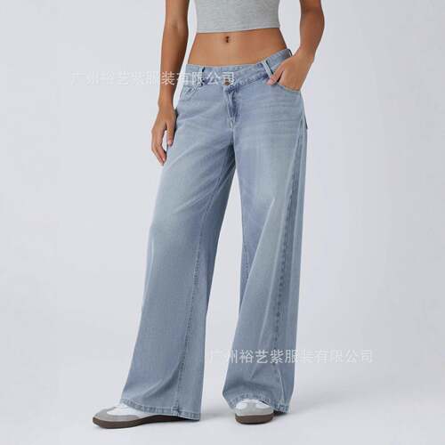 Girls Flare Jeans Crossover Waisted Leg Pants Kids