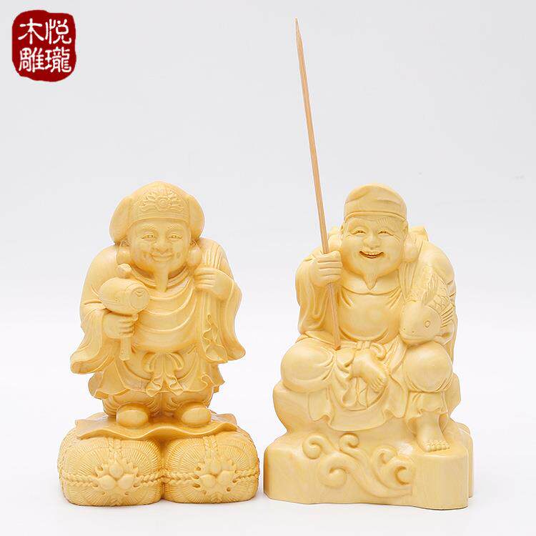 厂家直销 乐清黄杨木惠比寿雕刻木质工艺品雕刻摆件文玩小摆件