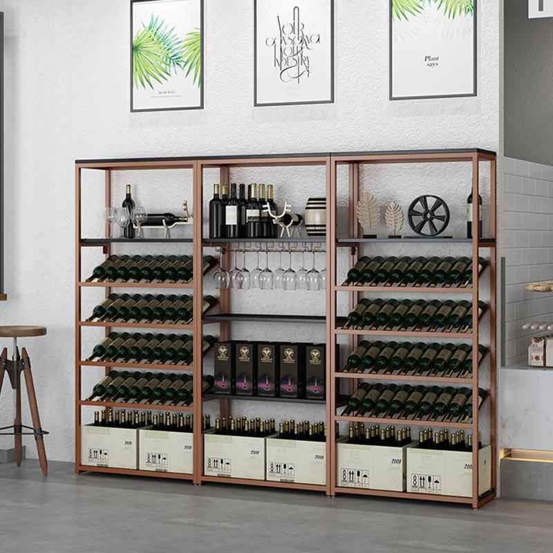 欧式铁艺展示柜靠墙红酒柜现代餐厅酒庄红酒架葡萄酒架落地置物架