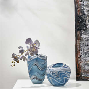 风餐桌客厅高级水培玻璃奢水花瓶透明摆感ins创意轻插花养蓝白色