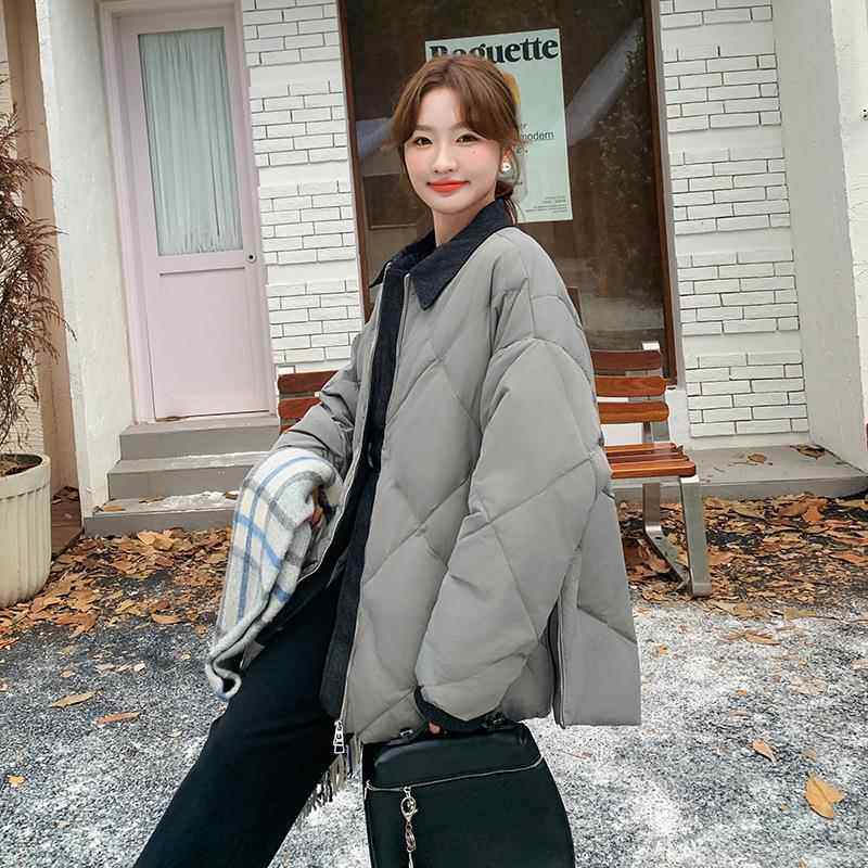色百搭学风羽绒服女短款冬新款灰韩版加b16-N18宽松厚白鸭院绒外
