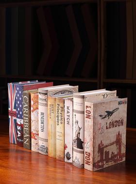 欧洲假书人造书装饰餐厅咖啡厅酒店家具展厅覆古模型装饰书装饰品