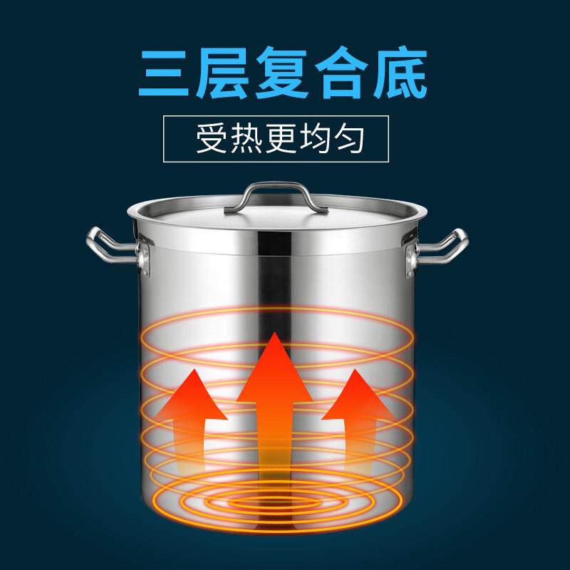 不锈钢圆桶带盖子商用高锅高身高汤锅加深大容量家用烧水卤桶熬汤