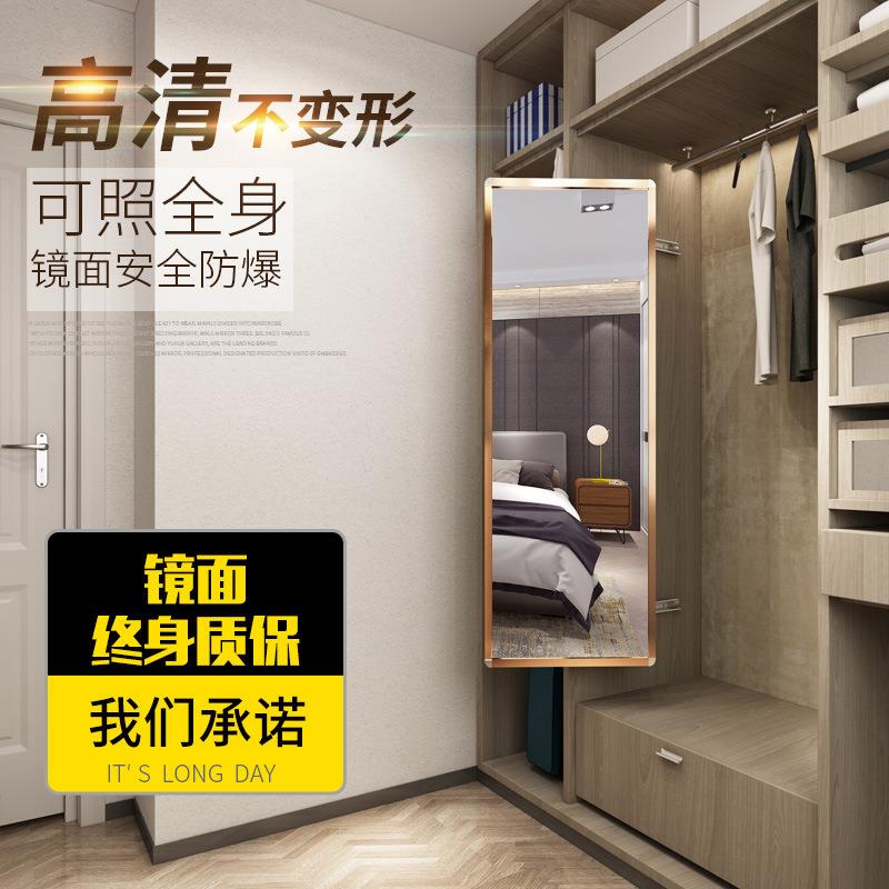衣柜试镜折叠拉推镜内置内全身镜衣橱装伸缩带镜子可衣ONZ旋转穿