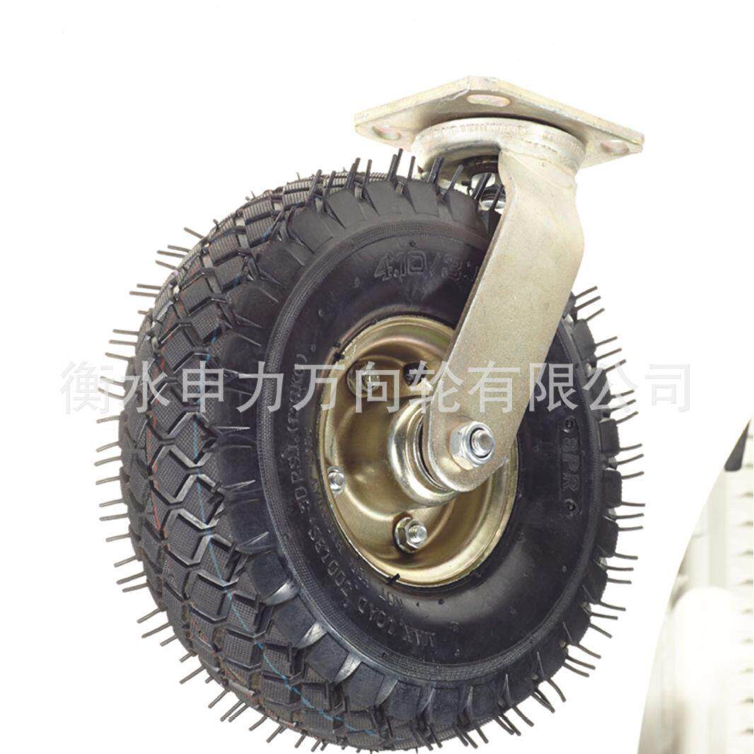 新款直销大尺寸橡胶轮轮子小底板定向轮脚轮手推车承重静音工业轮