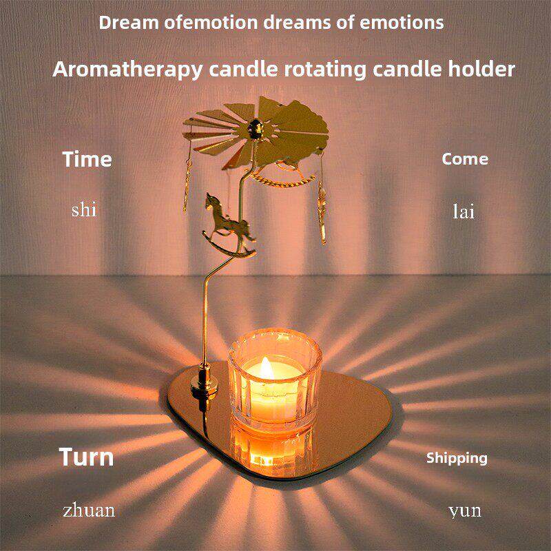 旋转烛台旋转灯笼香味蜡烛装饰品浪漫烛光晚餐生日礼物气氛新年礼