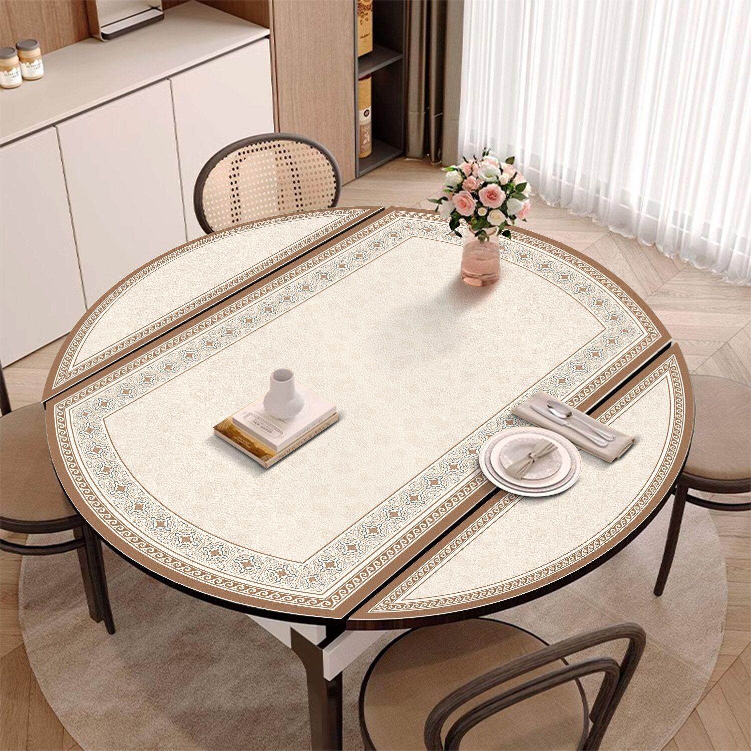 轻奢高级感折叠椭圆形餐桌桌垫美式圆桌桌子防水防油桌布pvc台布,居家布艺,桌布,淘宝优惠券,粉丝福利购,淘宝优惠卷