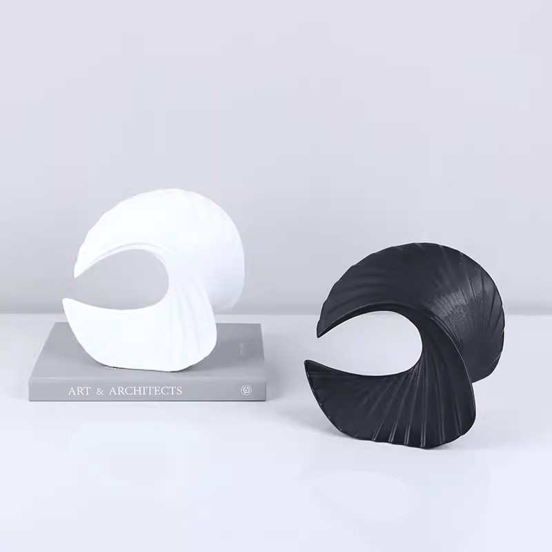 北欧风格海浪造型几何浪花树脂摆设样板房售楼处书房软装饰品摆件