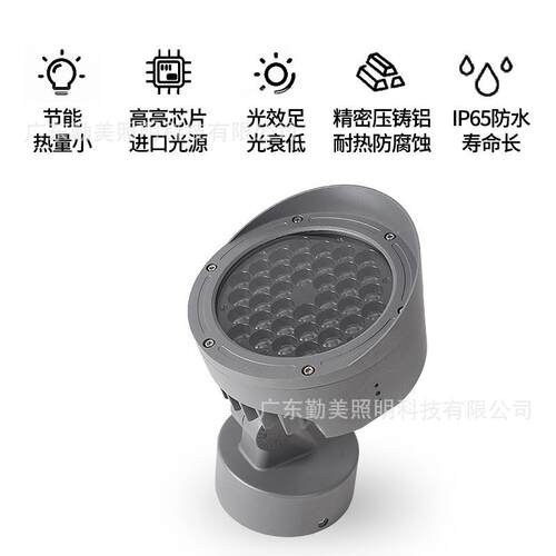 投光灯户外防水照明聚光灯外墙景观建筑24W36W圆形投光灯