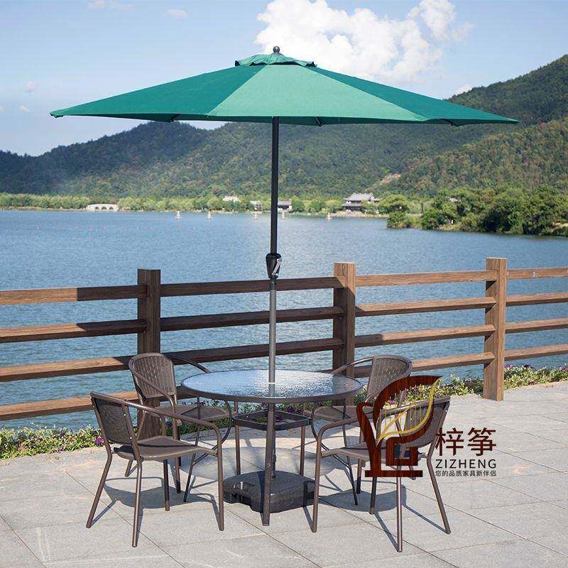 户外桌椅庭院露天桌椅套装家用休闲阳台小桌椅铁艺遮阳伞摆摊民宿