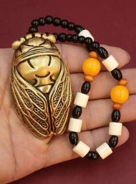 全铜金蝉手把件盘玩随身文玩一鸣惊人把玩件知了实心书房桌面摆件