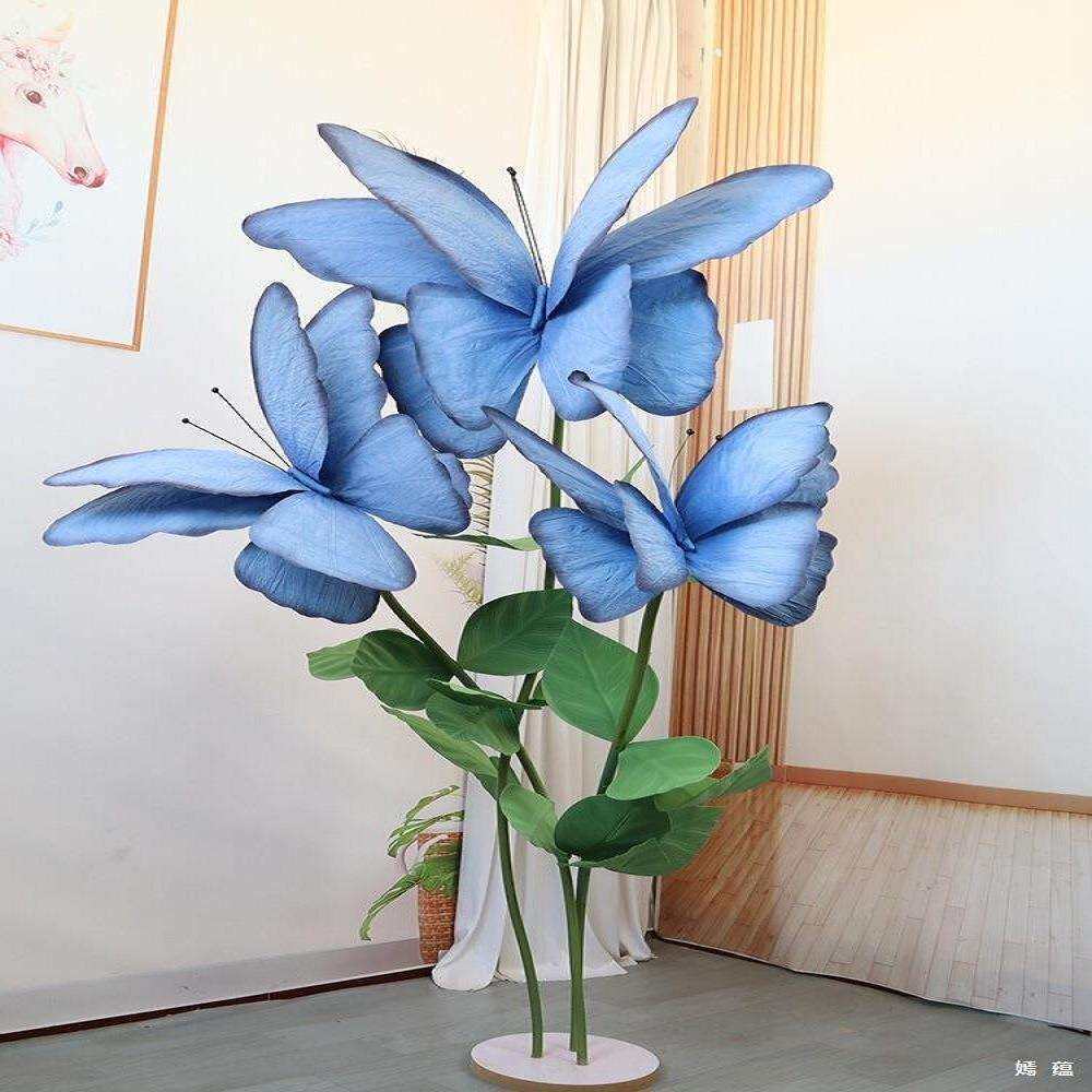 喷色丝网蝴蝶仿真纸艺花室内活动布置皱纹纸蝴蝶婚庆摄影装饰