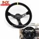 跨界热销OM 方向盘磨砂皮14寸仿赛车竞技通用大凹方向盘 汽车改装