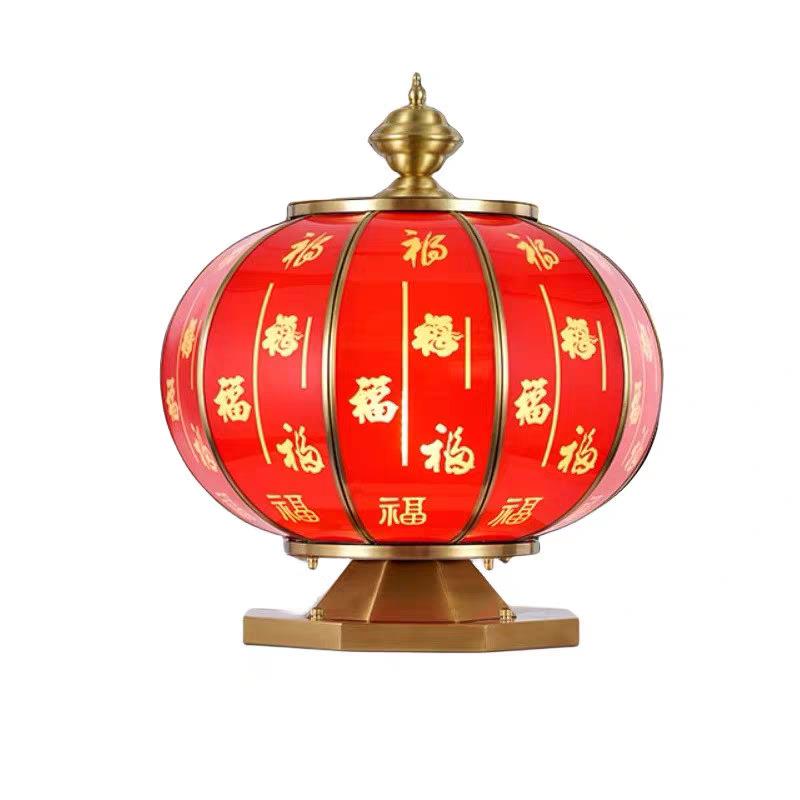 新中式时尚全铜户外防水福字灯笼柱头灯中国风户外门柱花园庭院灯